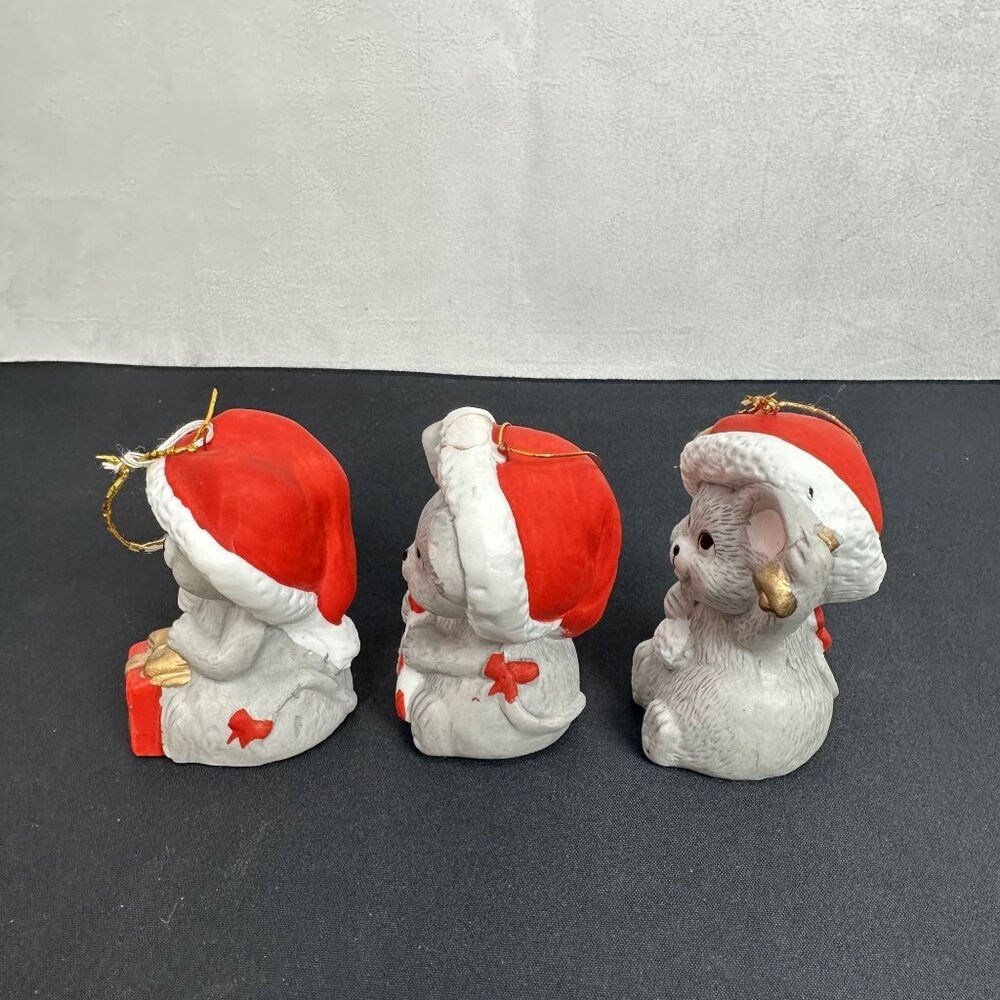 Vintage House Of Lloyd Homespun Mouse Trio Christmas Ornaments Set - Picture 3 of 7